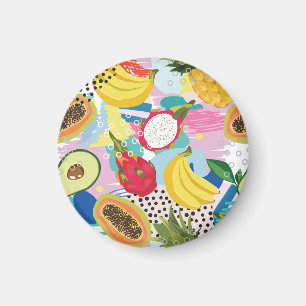 Aimant Fruits tropicaux, Motif Vintage sans soucis.