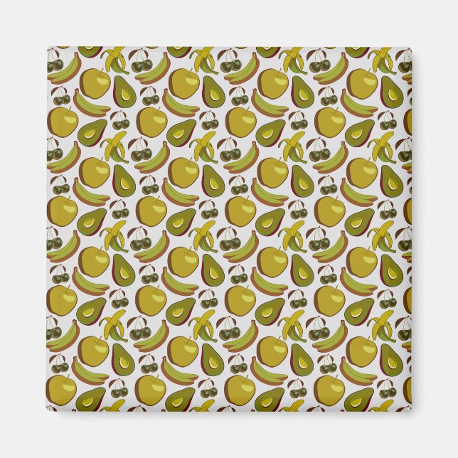 Aimant Fruits tropicaux sans couture motif jaune et blanc (Devant)