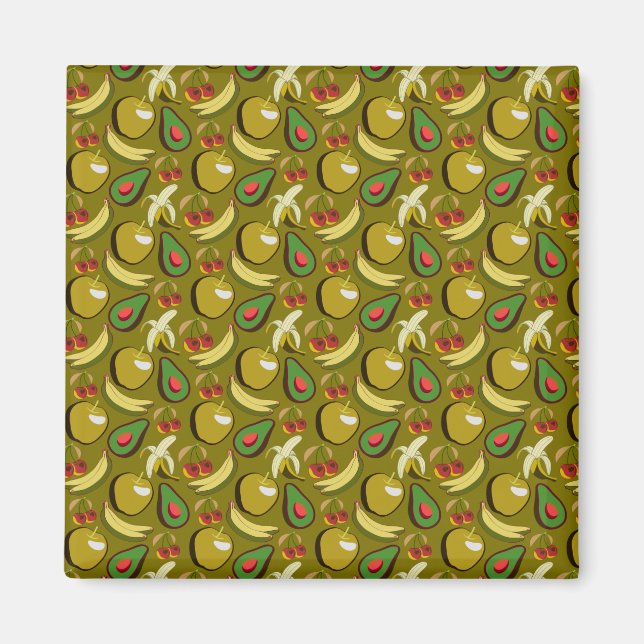 Aimant Fruits tropicaux sans soudure motif jaune (Devant)