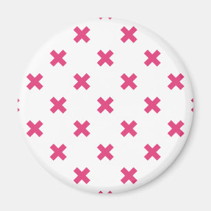 Aimant Fuchsia croix sur le blanc