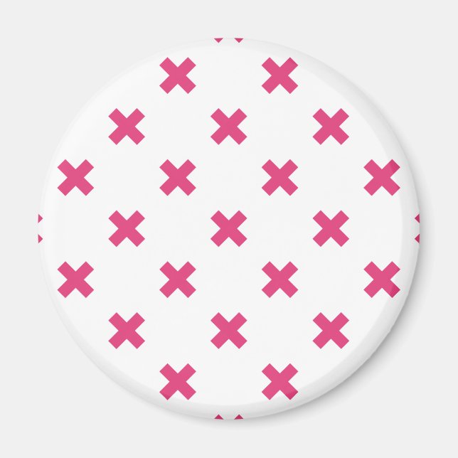 Aimant Fuchsia croix sur le blanc (Devant)