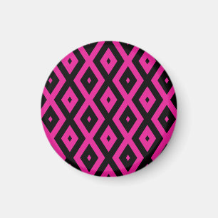 Aimant Fuchsia et motif de diamants noirs