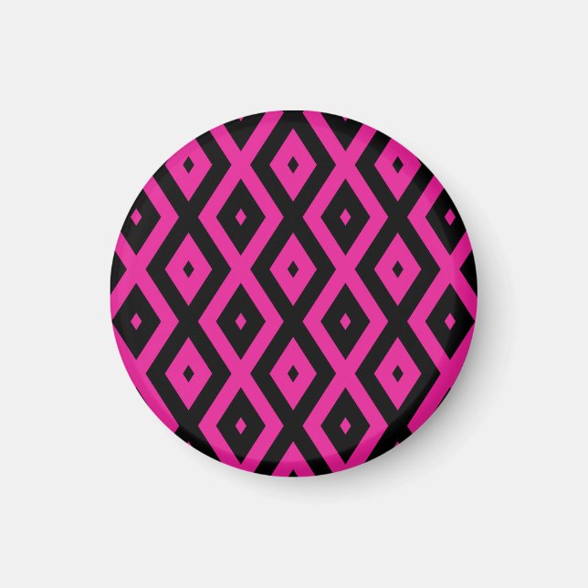Aimant Fuchsia et motif de diamants noirs (Devant)