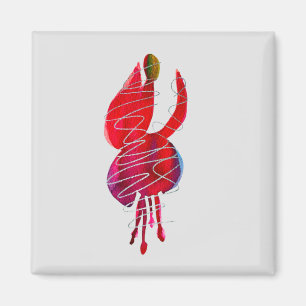 Aimant Fuchsia floral abstrait aquarelle