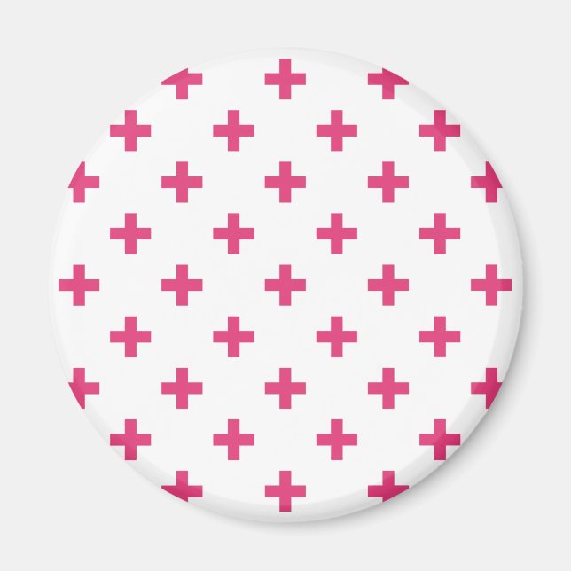 Aimant Fuchsia polka croise sur blanc (Devant)