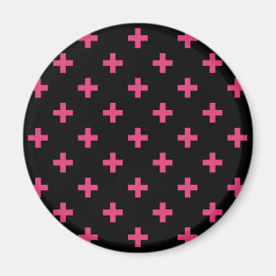 Aimant Fuchsia polka croise sur le noir