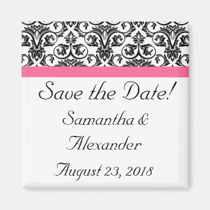 Aimant Fuchsia victorienne rose et blanc Damas