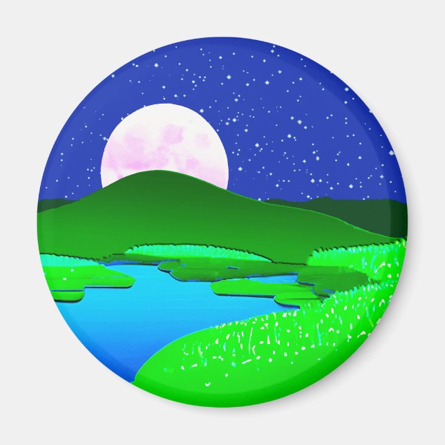 Aimant Full Moon Rising Over Green Hills   (Devant)