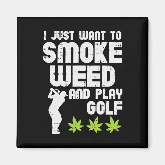 Aimant Fumer De L'herbe Jouer Au Golf Golf Thc Golfeur Fu (Devant)