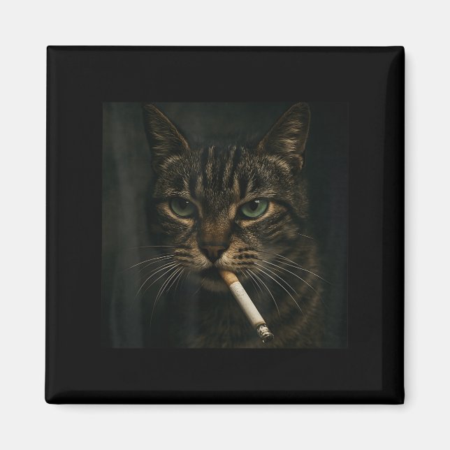 Aimant Fumer drôle Chat, Cigarette Kitty Gen Z Mème, Chat (Devant)