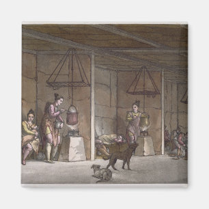 Aimant Fumoir au Groenland (gravure de couleur)