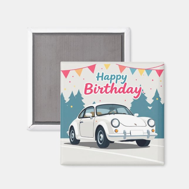 Aimant Fun Auto-Thème Joyeux anniversaire (Recto/Verso)