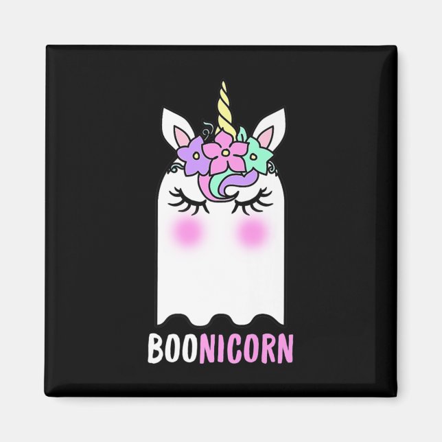 Aimant Fun Boonicorn Gift Ghost Unicorn Boo Retro Hallowe (Devant)