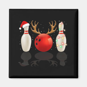 Aimant Fun Bowling Noël Noël Chapeau Noël Lumières Cadeau