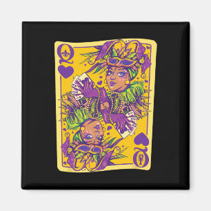Aimant Fun Cajun Queen Of Hearts Mardi Gras Design