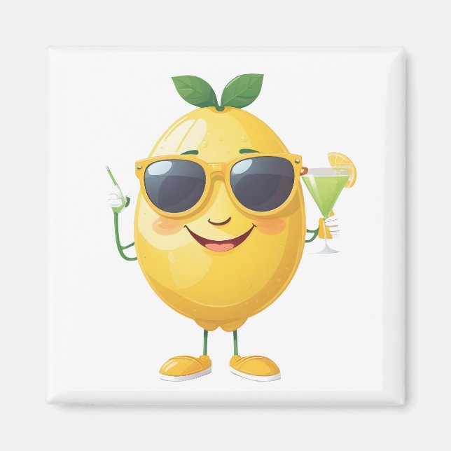 Aimant Fun citron Vacances joyeuses Tropical Drink Party (Devant)