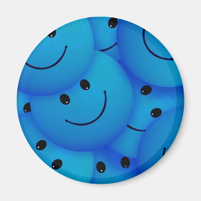 Aimant Fun Cool Happy Blue Faces (Devant)