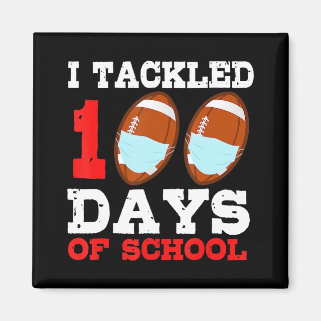 Aimant Fun de football masques 100 jours de l'école ensei (Devant)