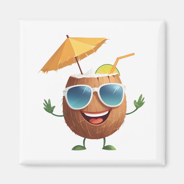 Aimant Fun de noix de coco Vacances joyeuses Fête de Bois (Devant)