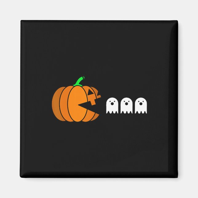 Aimant Fun Halloween Citrouille manger Ghost (Devant)