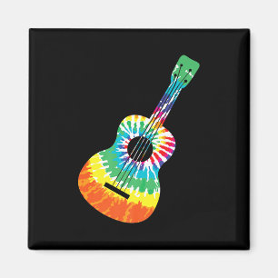 Aimant Fun Hippie Rainbow Tie Dye Acoustic Guitar Premium
