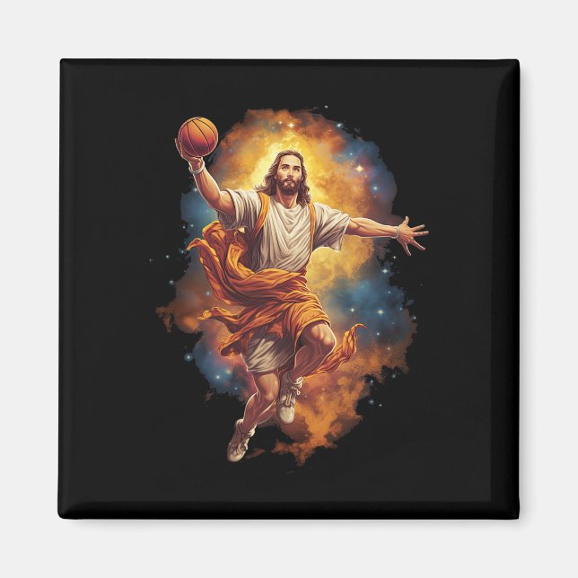 Aimant Fun Jesus Jouer Basketball 1 (Devant)