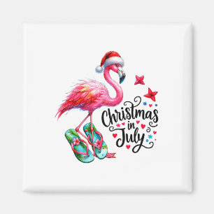 Aimant Fun Pink Flamingo Tongs de l'Été de Noël En J