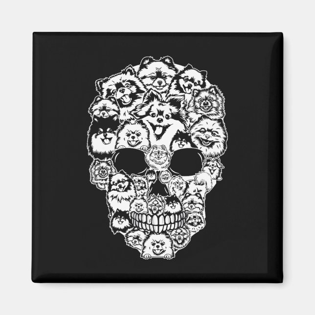 Aimant Fun Pomeranian Skeleton Skeleton Halloween (Devant)