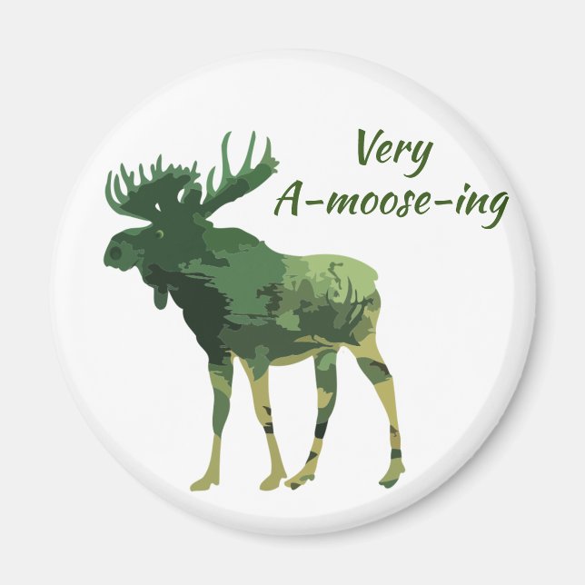 Aimant Fun Quote Find this Amoosing Moose  (Devant)