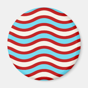 Aimant Fun Rouge Turquoise Turquoise Blanc Lignes Wavy St