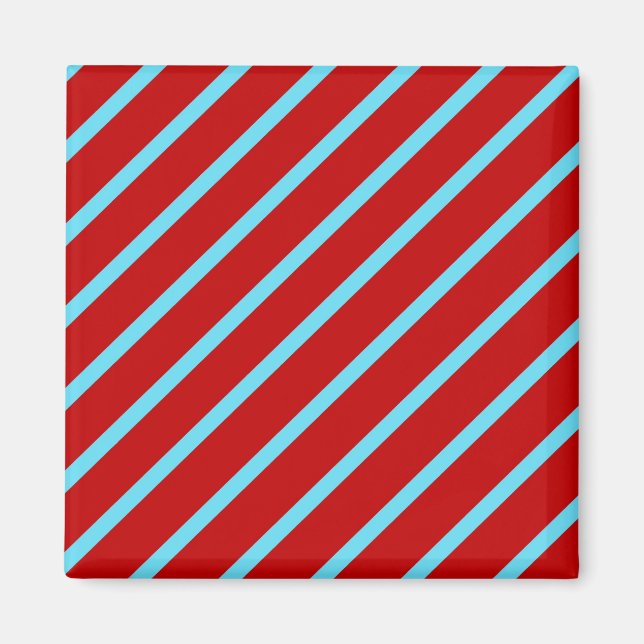 Aimant Fun Turquoise Turquoise Red Diagonal Stripes Cadea (Devant)