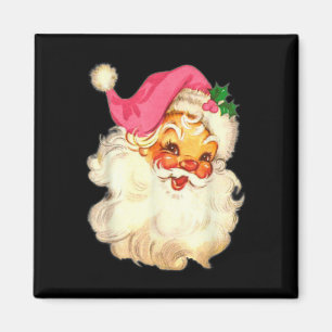 Aimant Fun Vintage Pink Santa Claus Design de Noël rose