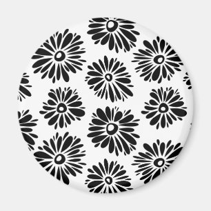Aimant Funky Black et blanc floral