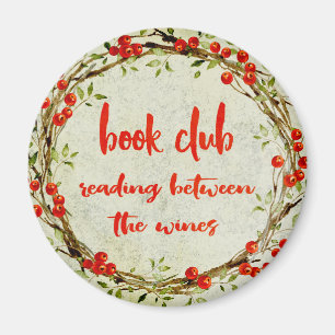 Aimant Funky Book Club Rassembler le vin bibliophile
