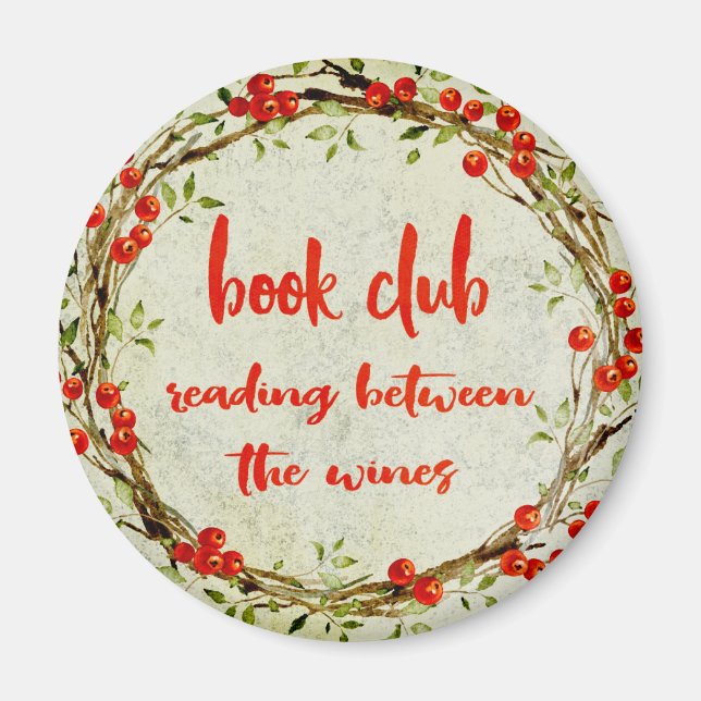 Aimant Funky Book Club Rassembler le vin bibliophile (Devant)