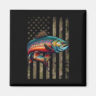 Aimant Funky Brook Trout American Flag Fishing M