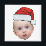 Aimant Funky Custom Face Photo Père Noël Head Christmas<br><div class="desc">Funky Custom Face Photo Père Noël Head Christmas</div>