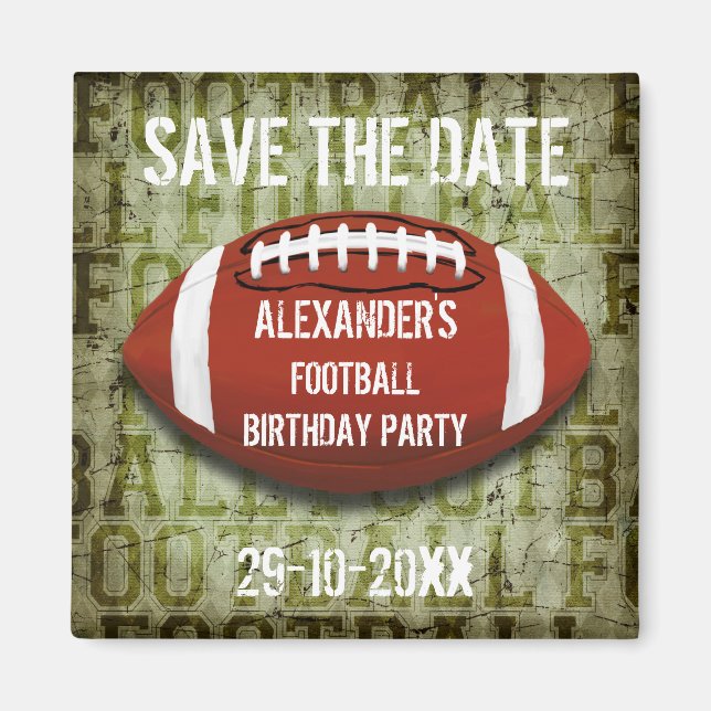 Aimant Funky Green Grunge Football Save The Date (Devant)