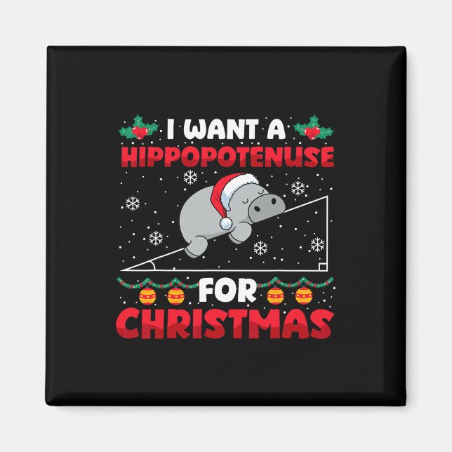 Aimant Funky Noël Math Enseignant Hippopoténose Math Lo (Devant)