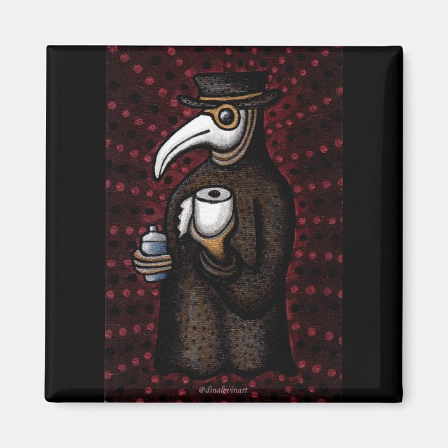 Aimant Funky Plague Doctor avec papier toilette (Devant)