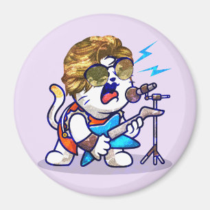 Aimant Funky Rockstar Cat - Musique Cool Lover Kitty