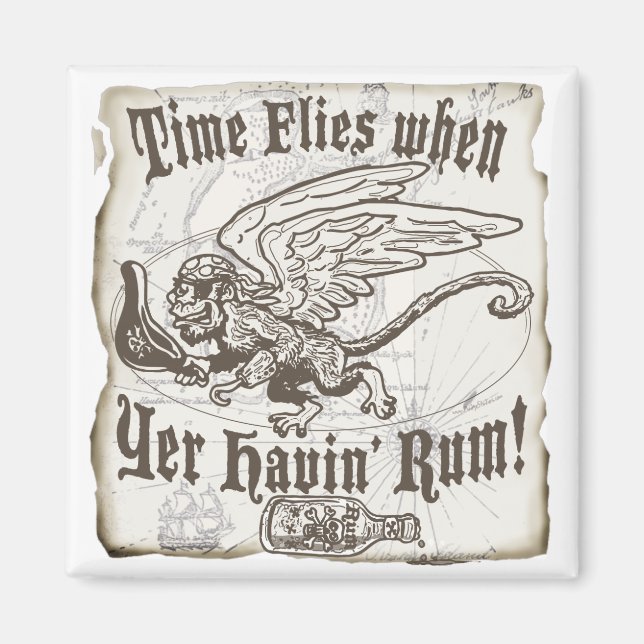 Aimant Funky Time Flies quand il a du rhum (Devant)