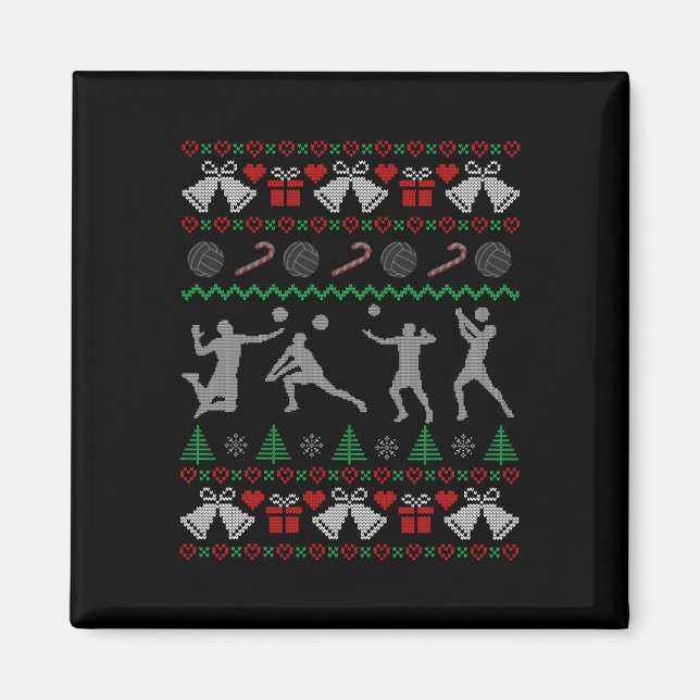 Aimant Funky Vacances de Noël de volley-ball (Devant)