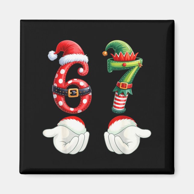 Aimant Funny 67 Christmas Pajamas Six Seven Meme 6 7 Elf  (Devant)