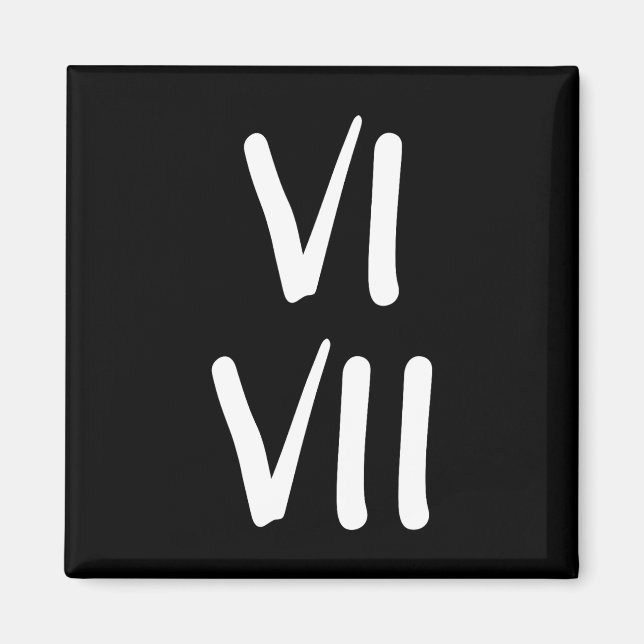 Aimant Funny 67 Kids Joke 6 And 7 Roman Numerals  (Devant)