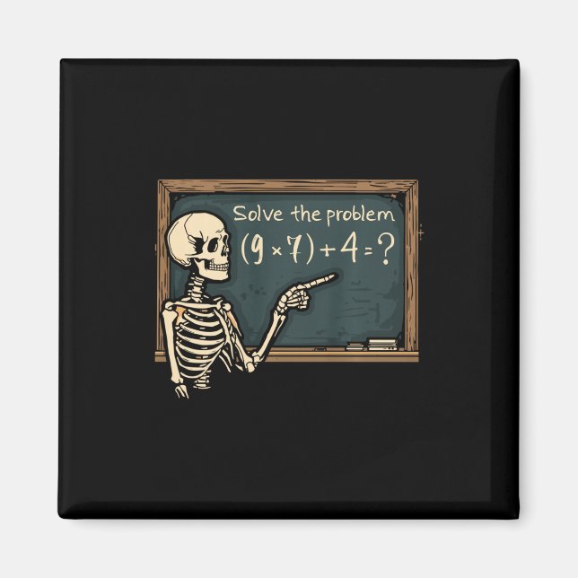 Aimant Funny 67 Meme Brainrot Joke Halloween Skeleton Mat (Devant)
