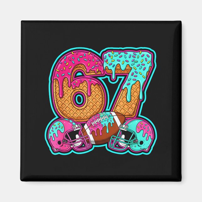 Aimant Funny 67 Six Seven Meme American Football Number # (Devant)