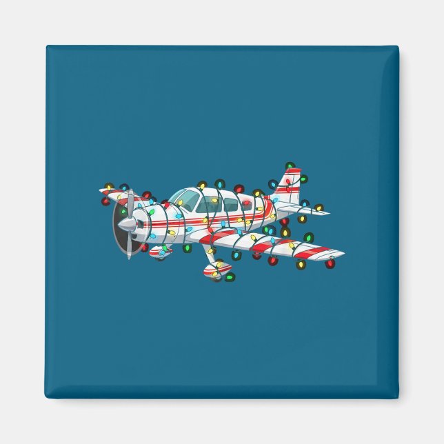 Aimant Funny Airplane Christmas Graphics Lights Lover  (Devant)