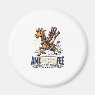 Aimant Funny Amerigiraffee Patriotique Giraffe Chemise Ho