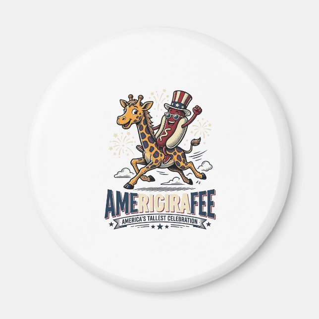 Aimant Funny Amerigiraffee Patriotique Giraffe Chemise Ho (Devant)